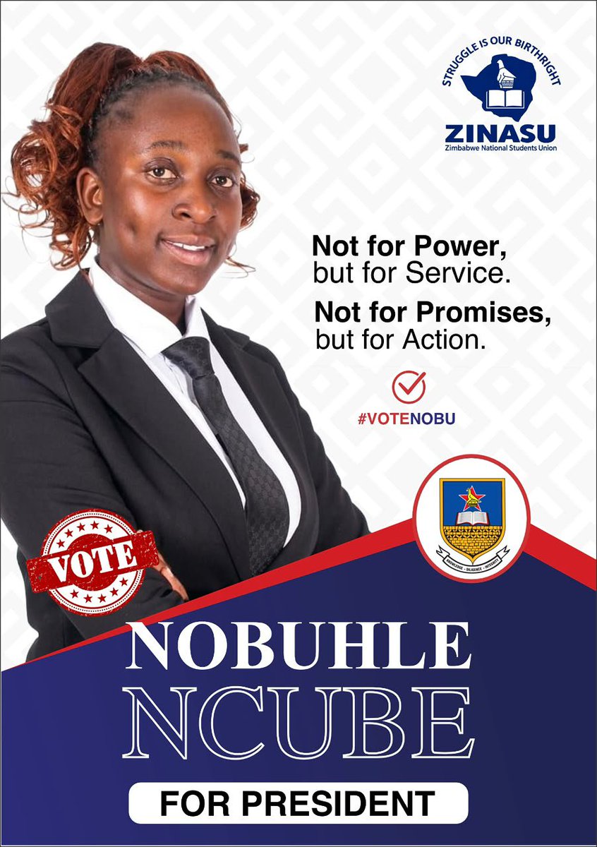 ZINASU_UZ's tweet photo. Tomorrow students at UZ decide, and the students are clear that they will vote Nobuhle Ncube for genuine transformation at University of Zimbabwe
#uzstudents #studentdecide https://t.co/4uKY5bqJcq