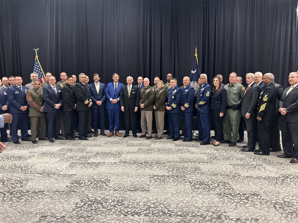 schousespeaker's tweet photo. Honored to join @henrymcmaster, Secretary McCaffrey, and our military commanders and leaders for yesterday’s Governor’s Commanders Briefing.

South Carolina is proud to be home to eight major military installations and a tremendous military community. Our military presence is not only critical to our national defense, but an important part of the fabric of our state and a tremendous economic asset. 

The General Assembly will continue standing shoulder-to-shoulder with our military leaders and working to ensure South Carolina remains a state where military families are welcomed, installations have the infrastructure they need, and our communities are strong partners in the missions you carry out.

Thank you to all who serve our state and nation!