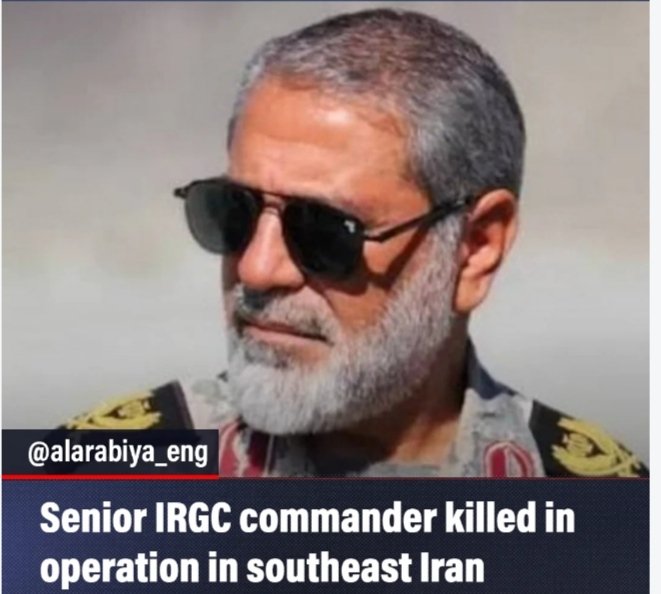 AmericanSpoof's tweet photo. 🚨BREAKING: 
IRGC Brigadier general Hossain Zarifi Killed in Balochistan 

BALUCH FIGHTERS ELIMINATE IRGC GENERAL!

Haalvsh reports heavy clashes in Sistan-Baluchistan - 
Iranian Baluch successfully eliminated IRGC Brigadier 
General Hossein Zarifi &amp; 1 more IRGC member! 💥🇮🇷 https://t.co/f69dIm1LxF