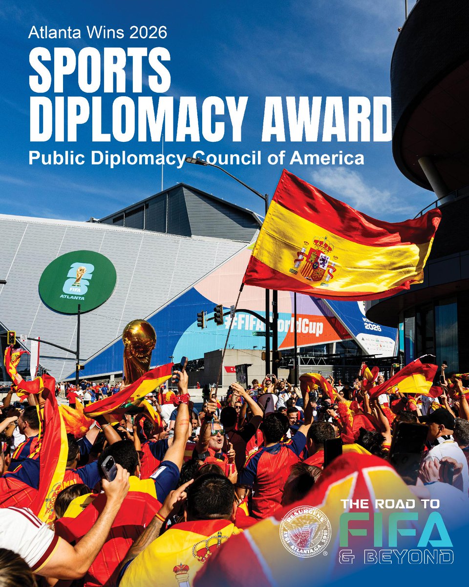CityofAtlanta's tweet photo. Atlanta welcomed the world—and made connections built to last. The City received the 2026 Sports Diplomacy Award for using the FIFA World Cup to strengthen global relationships and showcase Atlanta on the world stage.
Explore the legacy: https://t.co/FNONjaLlMX https://t.co/ymugMCJkt7