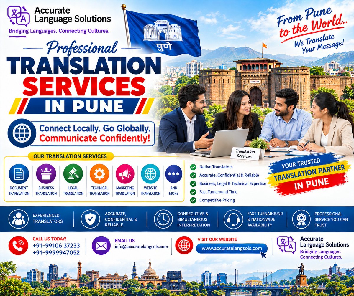 ALS_Interpreter's tweet photo. Need accurate and professional Translation Services in Pune for business documents, technical content, marketing materials.

📄 Accurate Translation | 🌍 200+ Languages | 👨‍💼 Professional Linguists

📩 Connect with us for your translation requirements.
https://t.co/2wFaXsLGQt https://t.co/ow1FC1UJnu