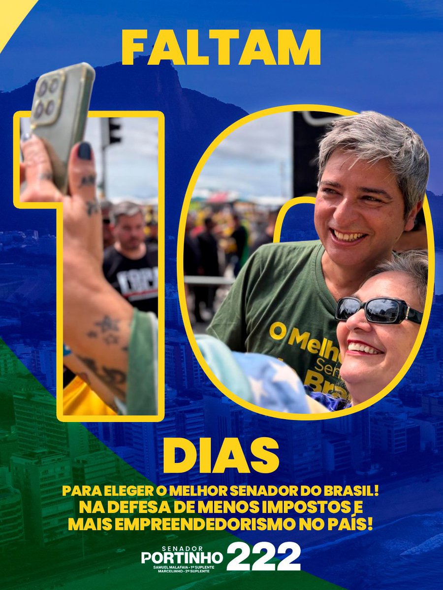 CLEYTONBASTOS1's tweet photo. AGORA É CONTAGEM REGRESSIVA! 

Faltam 10 dias para você votar 2️⃣2️⃣2️⃣. 
Compartilhe! Dê RT! Espalha pra geral! 

Para Senador, vote 
PORTINHO 222 
____
Senador presente em todo o Estado do Rio de Janeiro é Carlos Portinho 2️⃣2️⃣2️⃣ https://t.co/squkU0JJR4