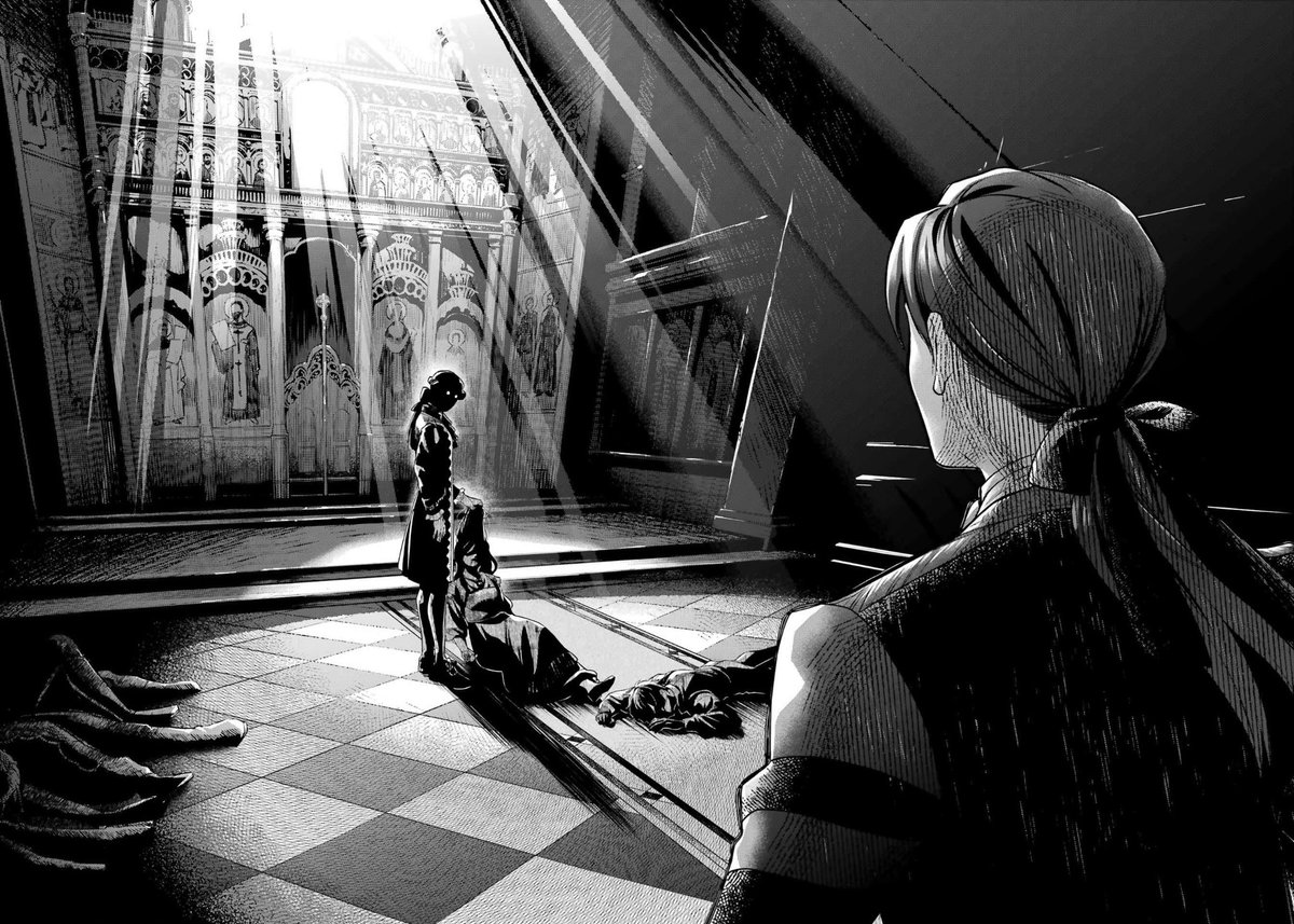 MyAlt4Kuro's tweet photo. @mochimochimoon3 On that note, I think it’s also worth acknowledging how much the scene where Anna is making her first wish looked like making marriage vows, then it ended with her dead at the altar. 
Sebas &amp; ciel made their “vows” at an altar as well 🤔 so Yana is intentionally playing on that https://t.co/KmS8Jl0D4Z