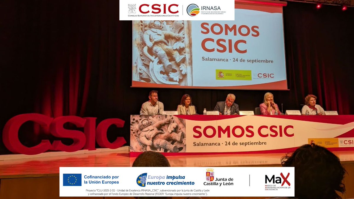 irnasa_csic's tweet photo. 👩🔬🧑🔬 El #IRNASA-CSIC forma parte de la mayor institución pública de investigación científica de España, el @CSIC, y hoy una gran parte de nuestra plantilla asiste en Salamanca al encuentro #SomosCSIC para conocernos un poco más y seguir mejorando. https://t.co/EVHsv0wE6A