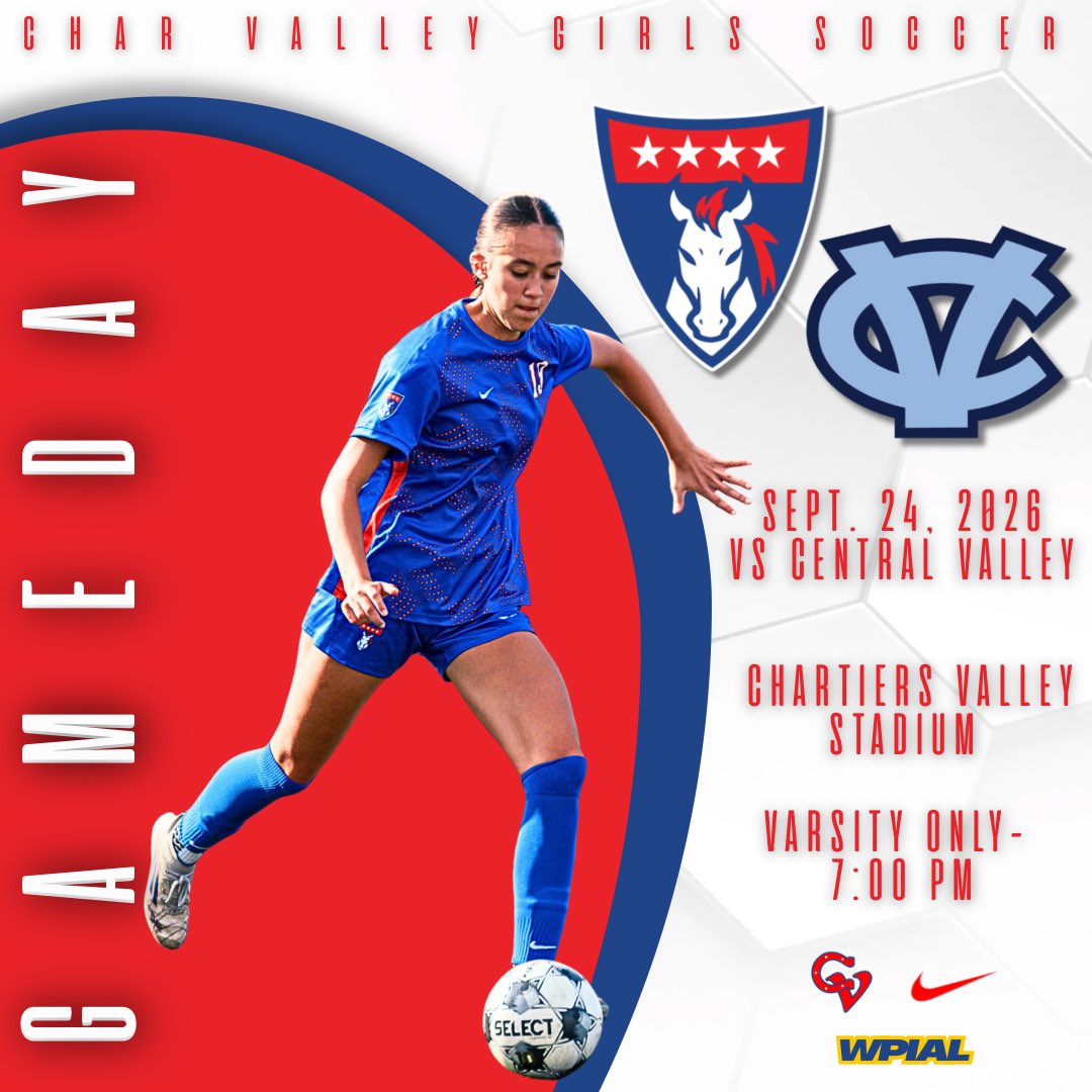 cv_gsoccer's tweet photo. We're right back at tonight for a non-section ⚽️ match with Central Valley! 

This will be a VARSITY ONLY match, kicking off at 7pm from Chartiers Valley 🏟️ LETS GO COLTS! 🔵🔴🐴

#GirlsSoccer #HeartOfTheValley @CVColtsAD @pghsoccernow @TribLiveHSSN @PGSportsNow @Cover3_ATH https://t.co/dDHi3i0YEp