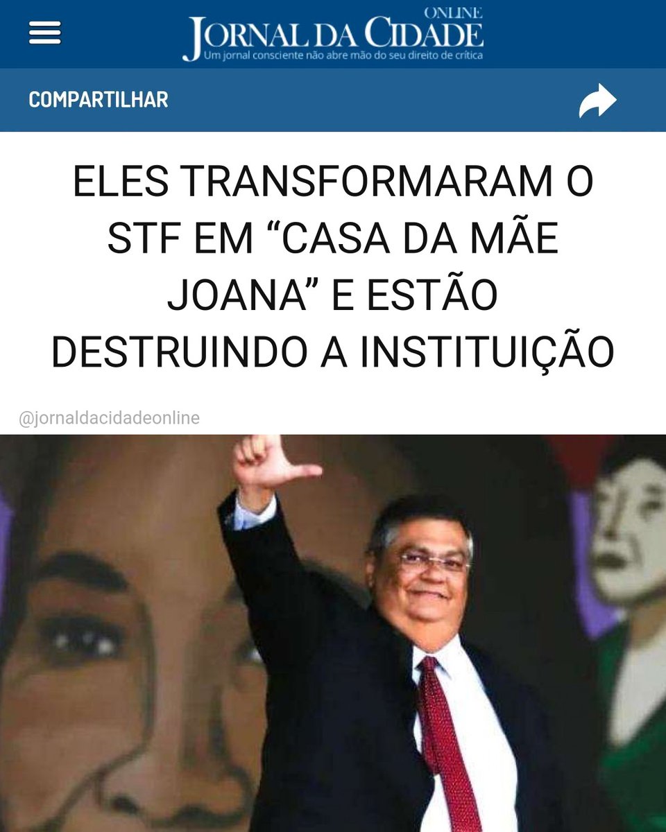 JornalDaCidadeO's tweet photo. ELES TRANSFORMARAM O STF EM “CASA DA MÃE JOANA” E ESTÃO DESTRUINDO A INSTITUIÇÃO

O Supremo Tribunal Federal (STF) virou uma bagunça generalizada, tudo com a intenção de favorecer um dos lados do espectro político.

O jornalista Rodolfo Borges, em artigo publicado no site O Antagonista, faz uma análise da situação e afirma "STF virou um self service".

Há quem diga que o Supremo Tribunal Federal (STF) não está pior hoje do que no passado, porque o que ocorre aos olhos de todos já ocorria, mas ninguém ficava sabendo.

Mas o fato é que a degradação pública da instituição se tornou tão profunda que é de se questionar para que serve o Supremo atualmente.

Os lulistas escolheram pela segunda vez em poucos dias um juiz para julgar uma causa de evidente intenção política. O PT foi atrás do ministro "com a cabeça política" Flávio Dino (foto) para pedir uma investigação sobre interferência estrangeira na eleição brasileira.

Os petistas usaram uma Arguição de Descumprimento de Preceito Fundamental (ADPF) que já tinha sido usada politicamente por Dino, em agosto de 2025, para reagir à aplicação das sanções da Lei Magnitsky contra Alexandre de Moraes.

O ministro aproveitou o caso, que trata de litígios de municípios brasileiros no exterior em um processo movido pelo Instituto Brasileiro de Mineração (Ibram), para dizer que "leis estrangeiras, atos administrativos, ordens executivas e diplomas similares não produzem efeitos em relação a pessoas naturais por atos em território brasileiro".

O despacho de Dino não mudou nada, pois os efeitos da Magnitsky se limitam aos Estados Unidos, mas serviu para passar um recado e animar a militância num momento de pressão contra Moraes.

BOLSA FAMÍLIA

Na semana passada, o governo Lula já tinha teleguiado uma ação direto para as mãos de Gilmar Mendes, que referendou rapidamente o reajuste eleitoreiro do Bolsa Família, numa estratégia para blindar o aumento do benefício de questionamento no Tribunal Superior Eleitoral (TSE).

O mesmo Gilmar já tinha usado outro processo arquivado para suspender a quebra de sigilo da Maridt, empresa da qual Dias Toffoli é sócio oculto, pela CPI do Crime Organizado.

Enquanto vandalizam o STF por dentro, esses mesmos ministros posam de defensores da instituição, para tentar proteger Moraes de uma investigação sobre a relação com o Banco Master.

Pode ser que o STF tenha sido sempre um balcão de negócios no qual a política também serve como moeda de troca, como alegam os mais pessimistas, mas o self-service de juiz nunca foi tão descarado.

Matéria do Jornal da Cidade Online