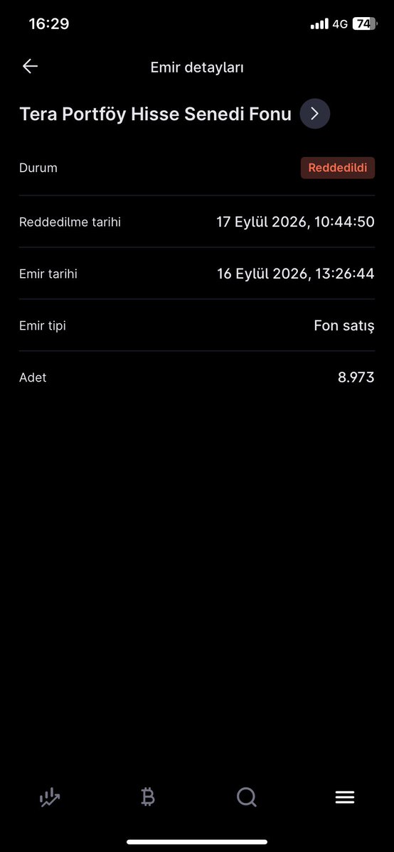 mcangucc's tweet photo. @teramagdurlari 16 eylül 13.26 da verdiğim emir reddedilmişti ama burada o zamanki fiyattan verilecek diyor ne olacak?? https://t.co/y9rcwuVE6i