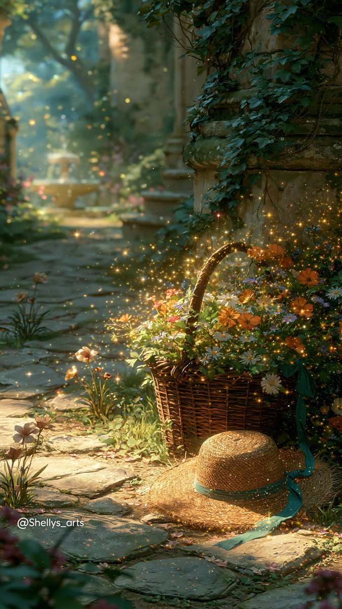 shellys_arts's tweet photo. A Little Garden of Wonders 🌸✨

Where every little corner holds a touch of magic, and spring feels like a beautiful daydream. 🦋

✨ Wallpapers &amp; prints available on my Ko-fi - link in bio.
✨ Follow @shellys_arts for more magic.

#aiart #animeart #dreamyaesthetic #springmagic https://t.co/1Ak4c2M0C1