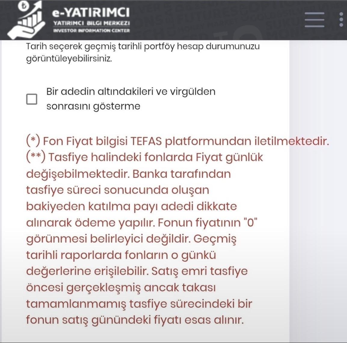 hukukcudoktor's tweet photo. Yatırımcı bilgi merkezinde artık aşağıdaki bilgi yer alıyor. Bu daha önce bildirdiğim #tp2 ve #thf fonlarında, alacak miktarınızın sabit ve satış emrinizin sisteme girildiği günkü fiyatı üzerinden  olduğununun somutlaşmış halidir. Bu iki fon için alacak miktarınız için daha önceki gönderilere bakabilirsiniz. Bu arada tasfiye süreçinde görüldüğü üzere hayali fikirler değil, mevzuatta yeralan kurallar uygulanıyor ve uygulanmalı ki sermaye piyasamız yatırım yapılabilir niteliğini tamamen kaybetmesin.