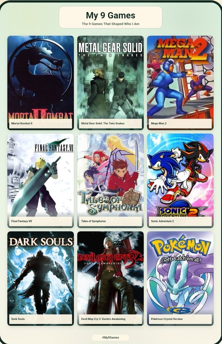 R_Squared1672's tweet photo. The 9 games that made me https://t.co/X9a1xB0tMt