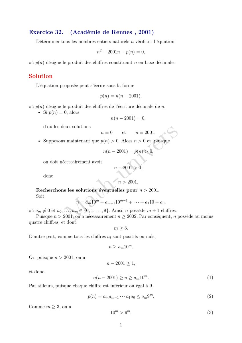 math_univers's tweet photo. Exercice  — Académie de Rennes, 2001

📘 Retrouvez cet exercice ainsi que 39 autres exercices corrigés dans le livre :

Olympiades Académiques de Mathématiques – Recueil de 40 exercices corrigés

🛒 [Découvrir le livre sur Amazon]
https://t.co/KAsHdIZ097 https://t.co/e1wyk3Yz0J