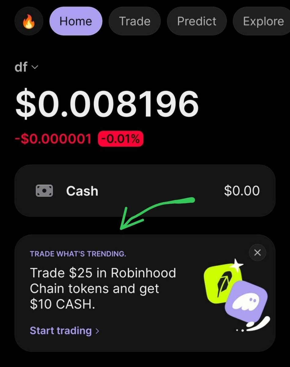 Still_Early_'s tweet photo. 🔥 FREE $10 CASH from Phantom

If this offer is showing on your Phantom Home Page, you can get $10 CASH 👀

Here’s how 👇

1️⃣ Connect your old wallet to the Phantom mobile app
2️⃣ Make a $25 trade in Robinhood Chain tokens through Phantom
3️⃣ You should receive $10 CASH directly in your wallet 💰

⚠️ Important: This offer may not be available to everyone. Check your Phantom Home Page first to see if the offer appears on your account.

If you see it, complete the $25 trade and claim the reward 🚀