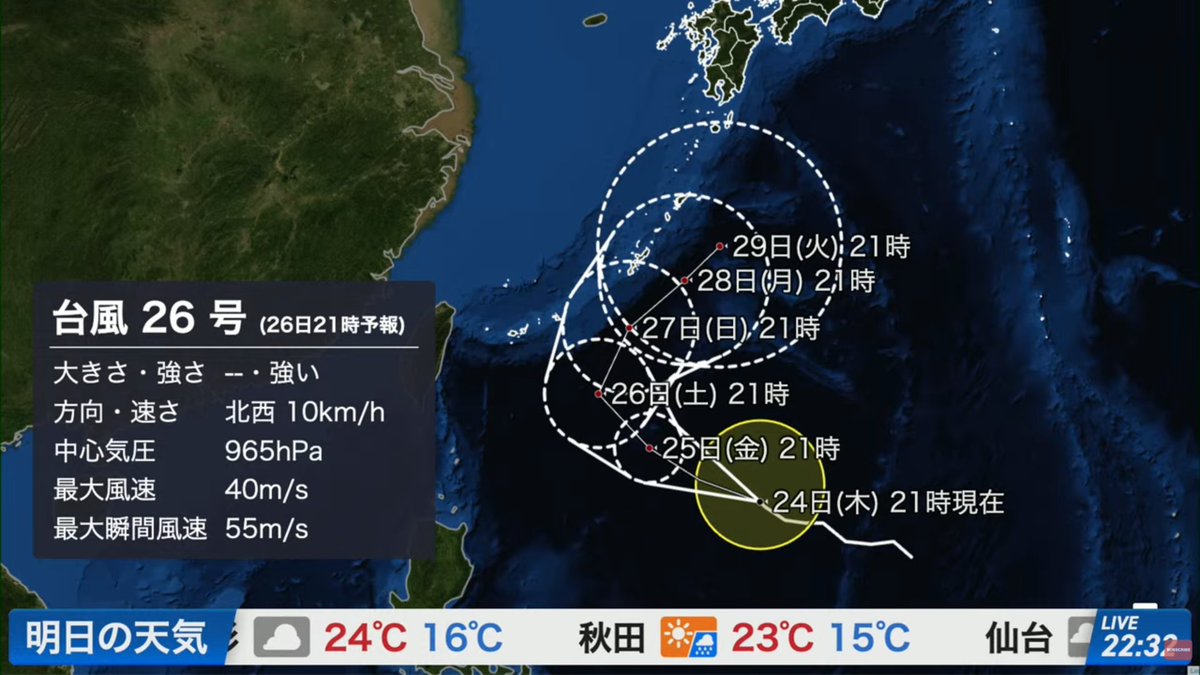 BadboyHayase's tweet photo. メイン企画の前に #台風26号 情報

#ウェザーニュースLiVE https://t.co/GizStwKhZ6