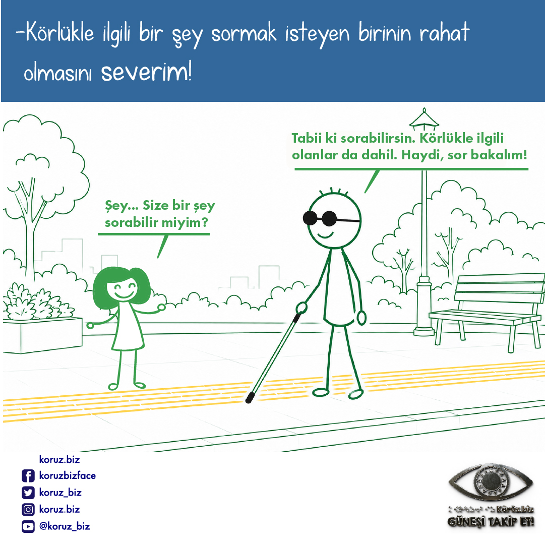 koruz_biz's tweet photo. körlükle ilgili bir şey sormak isteyen birinin rahat olmasını severim!
#severim #korculyasam #erisilebilirlik https://t.co/q3td3NJfLS