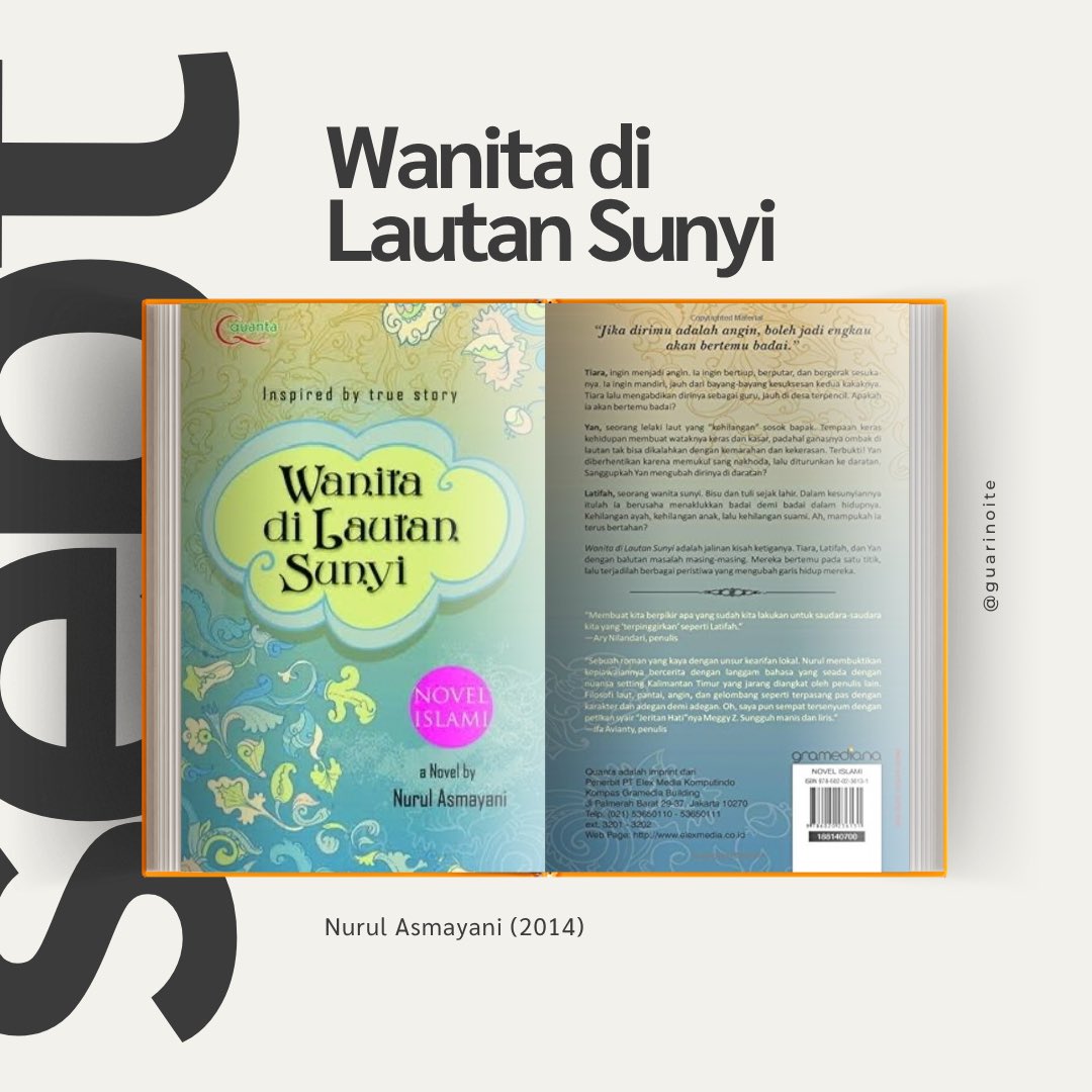 guarinoite's tweet photo. lagi baca:

wanita di lautan sunyi (nurul asmayani, 2014)
🍃 ipusnas
✨ 376 halaman 

#kimibaca https://t.co/OlZGXeumHG