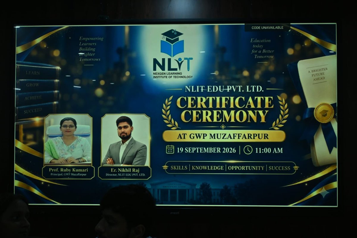 GwpMuzaffarpur's tweet photo. 🎓Certificate Ceremony by NLIT Education Private Limited organized a Certificate Ceremony at GWP,Muzaffarpur, to recognize and appreciate the students who successfully completed their internship programme.🌟
#CertificateCeremony #Internship #StudentAchievement #GWPMuzaffarpur https://t.co/xSpyKkq7X3