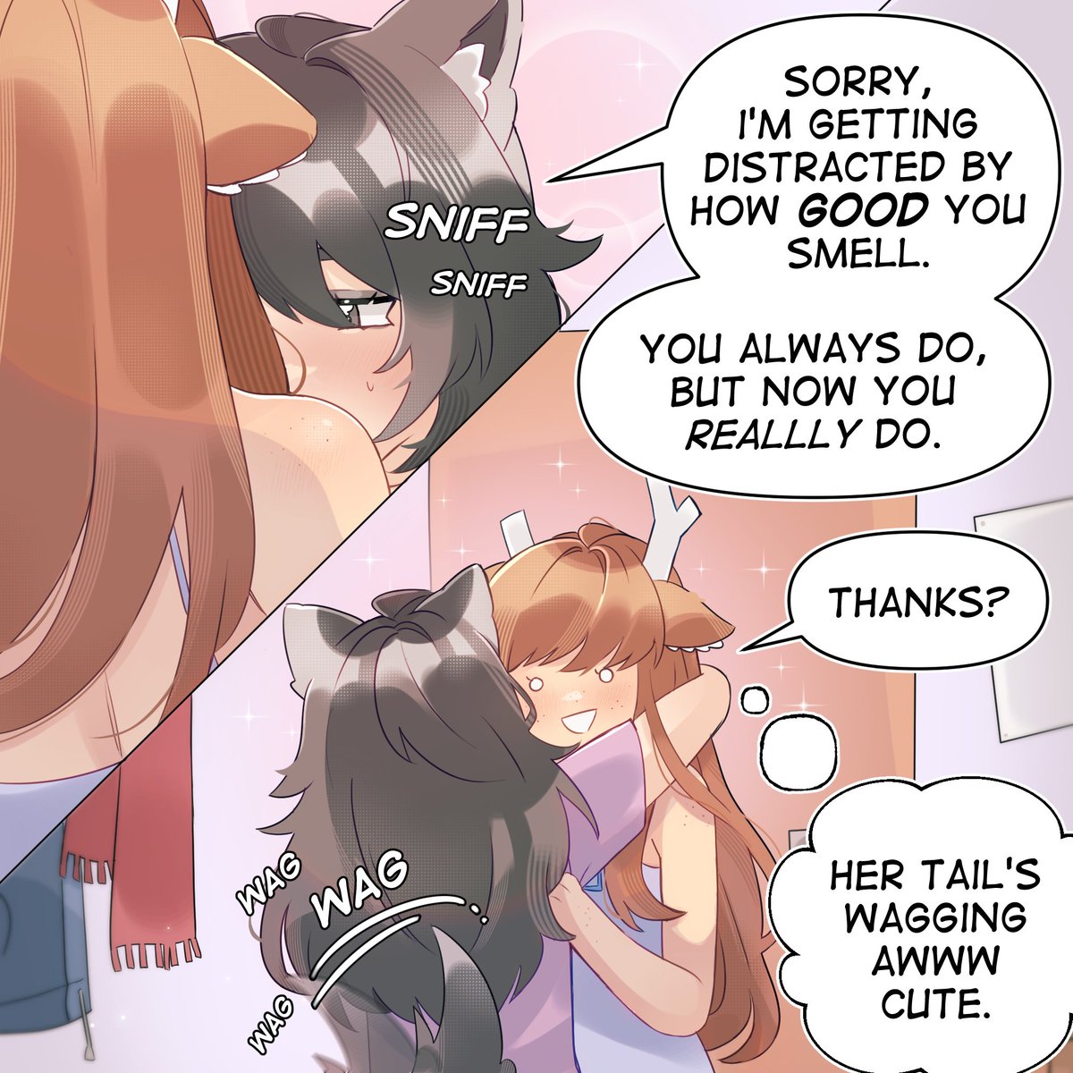 kindofpure's tweet photo. Visiting during her GF's heat (they make it exactly one step into the apartment)

#yuri #pawfectpair https://t.co/RsFgCieerr
