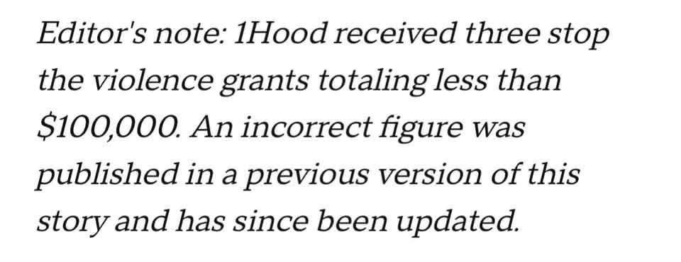 Tanishaevonne's tweet photo. Make sure the apology is just as loud as the lie. 

1Hood received less than 100k in REIMBURSEMENT grants from the city. Not millions.
Those receipts you were demanding they show? They already had to show in order to get paid. https://t.co/YDdGLTszUT