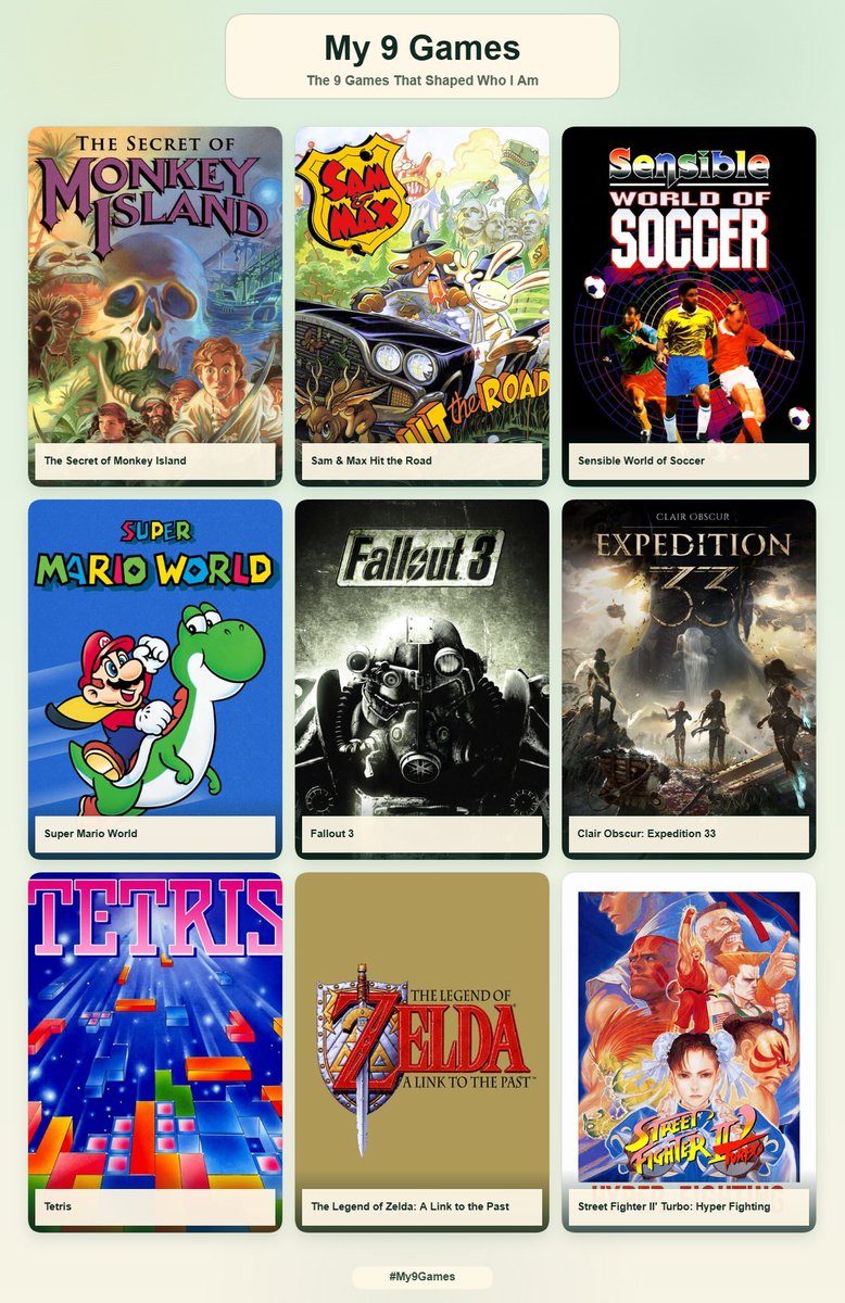TeamCarl's tweet photo. This was HARD, and I'm sure I've left out many things that I'll kick myself for. Honourable mentions to Animal Crossing: Wild World and Day of the Tentacle. #My9Games https://t.co/f0SEWP6ZQB