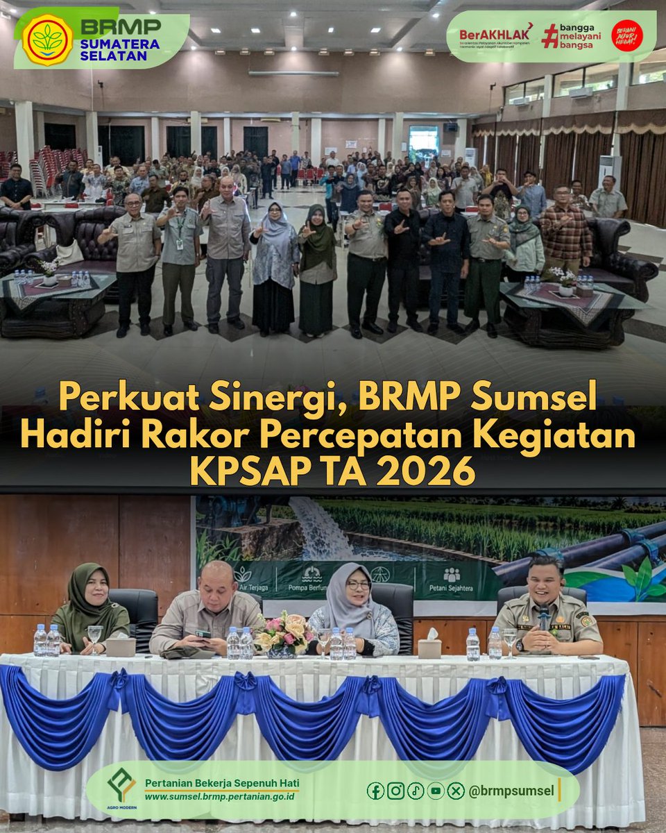 brmpsumsel's tweet photo. Perkuat Sinergi, BRMP Sumsel Hadiri Rakor Percepatan Kegiatan KPSAP TA 2026

Baca berita selengkapnya di link :
https://t.co/HY3VgLtANm

#BRMPSumsel #KPSAP #IrigasiPertanian #KementerianPertanian #SwasembadaPangan https://t.co/OxwDPQnJ4e