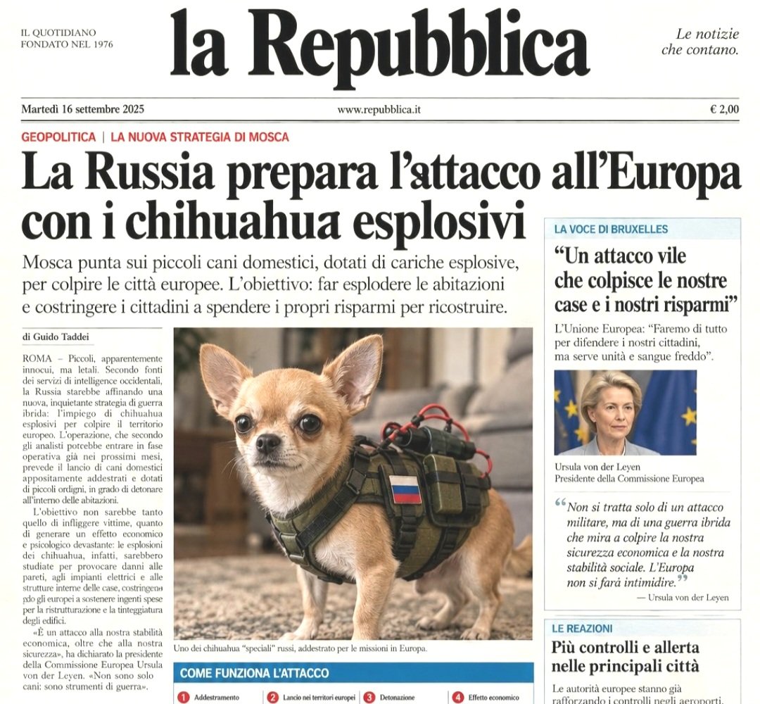 Livythinker's tweet photo. Nel 2023 dicevano che usavano le pale oggi i chihuahua 🐕  esplosivi.
😀 https://t.co/IzpyNO170K