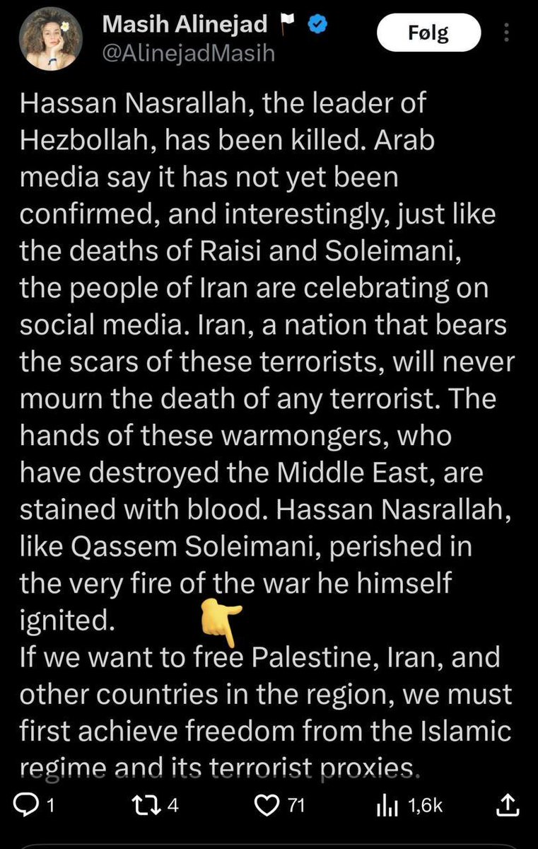 patriot_apranik's tweet photo. @marklevinshow Mark, as a fierce defender of Israel and truth, you need to know the reality of who you are quoting. You are unknowingly amplifying a product of the Islamic Republic’s reformist think tanks.

Masih Alinejad is using CBS airtime to parade the tragedy of Ali Zarei, but she deliberately hides why he is on death row. Ali is facing execution because he is an uncompromising patriot who proudly stands with Crown Prince Reza Pahlavi, the truest ally the US and Israel have in the Middle East.

The regime exports these reformist-friendly activists to Western studios to hijack our revolution. Want proof? While brave Iranians risk their lives waving the Israeli flag in the streets of Tehran to defy the mullahs, Alinejad has a history of echoing "Free Palestine" propaganda and criticizing the IDF.

She posted a propaganda photo of a Palestinian woman confronting an IDF soldier, writing:
"A woman against bullets, tear gas, batons, and prison is the winner... the women of the Middle East carry historical suffering on their shoulders, and the sound of their cries exposes all the warmongering politicians of the world."

But it gets even worse. She is fiercely anti-Trump. She literally parroted the Islamic Republic’s state propaganda by falsely blaming President Trump and US strikes for the deaths of children in Minab, Iran. As you can see, her politics safely align with the exact same radical leftist narratives (like CBS) that you constantly expose.

This is a definite meaning of psychological warfare white torture. The regime executes true pro-Western, pro-Trump, and pro-Israel patriots like Ali in the dark, but allows anti-Israel, anti-Trump reformist assets to thrive and become media darlings in the West. It sends a chilling message to Iranians: Bow to our approved, fake opposition, or die entirely alone.

Please, Mark. Don't let left-wing media assets hijack the blood of true Iranian freedom fighters. Say Ali Zarei's name, but know that he stood for a free Iran without the regime’s thugs, not the fake narrative sold on CBS.