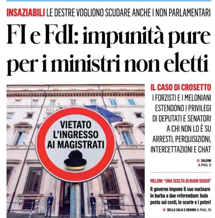 BracaliM's tweet photo. Bravi elettori del #cessodestra continuate cosi, i governi @GiuseppeConteIT avevano diminuito i privilegi della casta, il #GovernoMeloni li ha ripristinati ed aumentati. Che schifo! #governodellavergogna #iostoconConte #M5S #dallapartegiusta #Italia https://t.co/CJjA3kGd6X