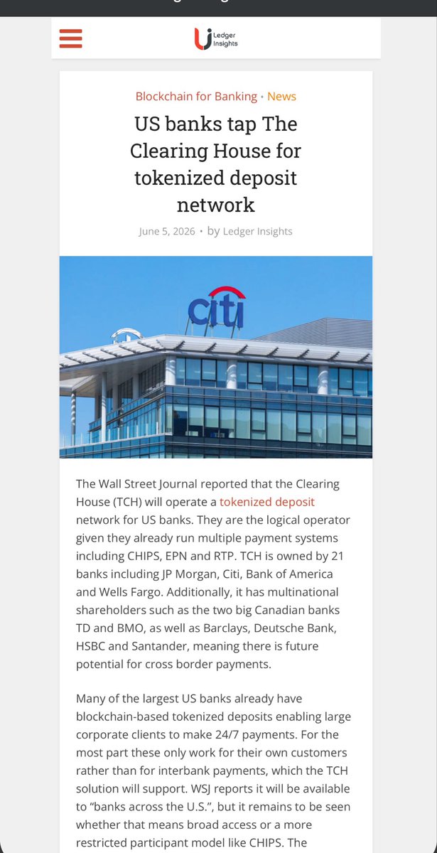 SanNL11's tweet photo. $QNT just bagged trillion and trillions and the US largest banks:

✅JPM, 
✅Bank of America
✅Citi
✅Wells
✅TD
✅BNY
✅Wells Fargo
✅HSBC
✅Santander &amp; more

Not just trials, launching early 2027🚀

World domination is coming 🌎 https://t.co/hDjINBswXK