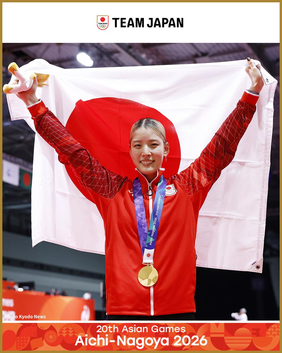 TeamJapan's tweet photo. ◤ 📸TEAM JAPAN Shots #愛知名古屋2026 ◢

🤺フェンシング

【女子サーブル個人】
1位 江村美咲 選手 🥇

【男子エペ個人】
1位 加納虹輝 選手 🥇
3位 山田優 選手 🥉

江村美咲 選手が本種目で日本初のメダル獲得✨
加納虹輝 選手は地元・愛知でアジア大会2連覇を達成しました🏆
団体での活躍にも注目です👀

@FJE_fencing
#TEAMJAPAN #ともに一歩踏み出す勇気を

愛知・名古屋アジア大会はTBS ▶︎ @TBS_TV_S1