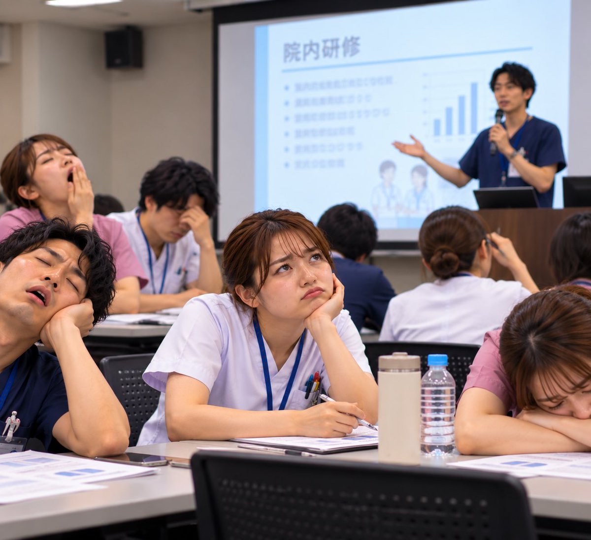 rihazousan99's tweet photo. 医療従事者になって
「これ、勤務時間にやる必要ある？」
と思ったこと

第一位🥇
【　院内研修　】 https://t.co/qjt6dFOU1y