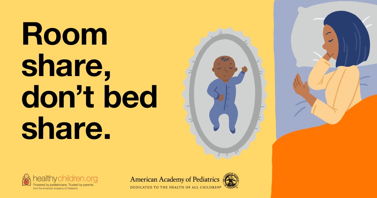 HCHC2020's tweet photo. The safest place for babies to sleep is in their own crib, cribette, or bassinette in the same room where their parent or caregiver sleeps. Room share, don't bed share. #safesleep #infantsafety https://t.co/nOySHp5bIX