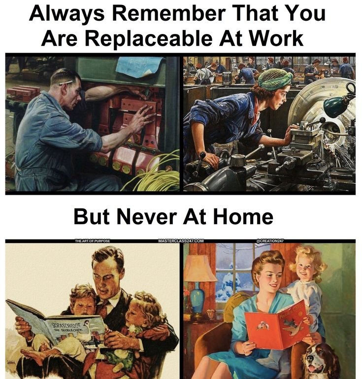 Save_A_Man's tweet photo. You are replaceable at work but never at home. https://t.co/iuIwD6TB5v
