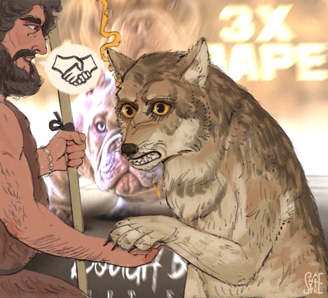 sanstitre2000's tweet photo. Wolves 20000 years ago: 
Let's follow the hoomans for free food and shelter, what could possibly go wrong down the line ? https://t.co/8uFhJ4S2Gu