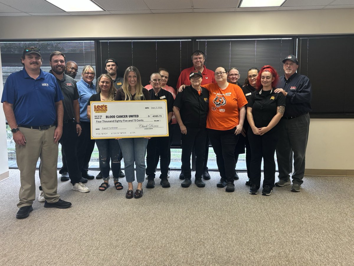 LeesMiamiValley's tweet photo. Last month, we held a fundraiser at all of our Dayton locations to benefit @BloodCancerUtd. Thanks to the generosity of our customers, we were able to raise $4085!! A sincere THANK YOU to all who donated! https://t.co/x6RYEA4Abo