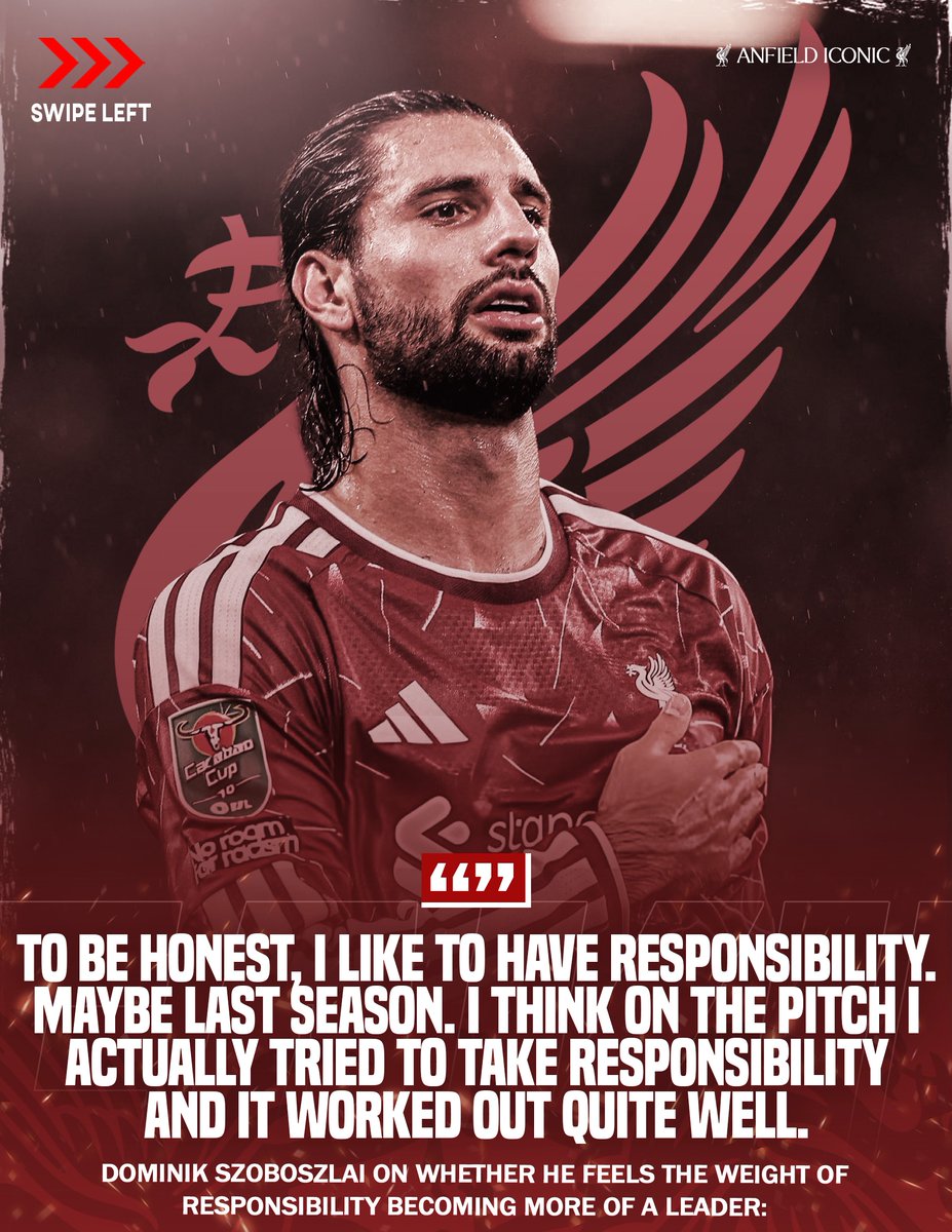 ATFooty_'s tweet photo. 🚨🚨🎙️ | Dominik Szoboszlai on whether he feels the weight of responsibility becoming more of a leader:

"To be honest, I like to have responsibility. Maybe last season. I think on the pitch I actually tried to take responsibility and it worked out quite well. Now I’m in the case, I tried also maybe off the pitch even a little bit more. But I think in this team, you have a lot of guys who like to take responsibility which is nice and easier for everyone.

"Because, I think our main point is to really become a family because then after that you can be successful. To talk is easy but you have to also show it on the pitch and I think that’s the main point what this season is going to ask of us.

"Are we ready to compete again on the highest level? I think we are but we have to start to do it."