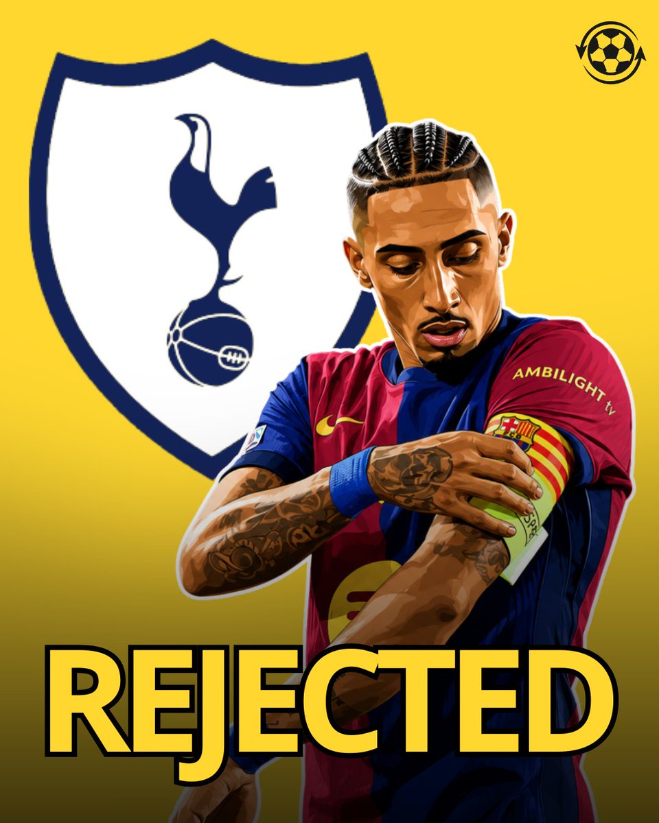 DeadlineDayLive's tweet photo. 🚨 Tottenham’s hopes of signing Raphinha are effectively over after the Brazilian committed his future to Barcelona with a new contract.

Spurs were the Premier League club that pushed hardest to sign Raphinha this summer, but the winger now wants to finish his career at Barça. 

(Source: @TEAMtalk)