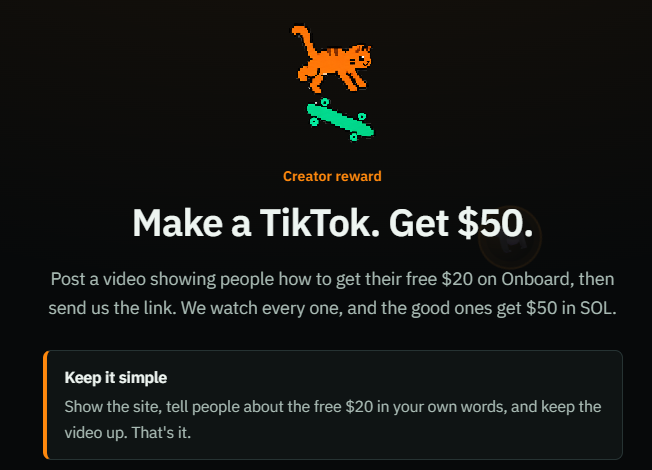 onboardxy's tweet photo. Wanna make some more free money? 

 Upload a quality TikTok talking about $ONBOARD and claim another $50 💰 https://t.co/UIuYFa1Czq