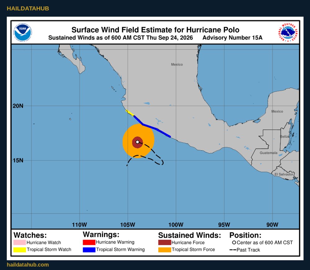HailDataHub's tweet photo. UPDATE: Polo is Cat 5 again — 160 mph / 924 mb (was Cat 4 yesterday). Rainbands SW Mexico. Plus WPC strong East Coast coastal low — flood/surf/gusts into the weekend.

#HurricanePolo #Cat5 #NorEaster #CoastalFlooding #HailDataHub https://t.co/NYoLm4AgW9