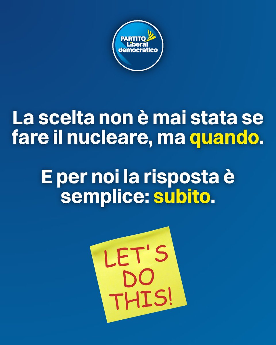 Partito_Libdem's tweet photo. Il DDL Nucleare è stato approvato. Ora bisogna passare dalle intenzioni ai fatti.

La domanda non è più se l’Italia debba tornare al nucleare, ma quando. Per noi, la risposta è semplice: subito.

La domanda di elettricità crescerà, tra industria, intelligenza artificiale ed elettrificazione dei consumi. Servono quindi energia pulita, stabile e programmabile, insieme alle rinnovabili.

La cornice normativa è il primo passo. Ora servono decreti attuativi, regole certe, sicurezza e investimenti.

⚛️ Il futuro energetico dell’Italia si costruisce oggi. @GGravela77