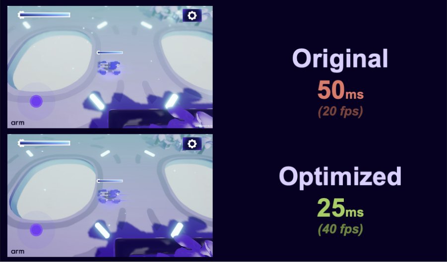 ArmSoftwareDev's tweet photo. What’s slowing down your mobile game? 📱 

Using Arm Performance Studio, we uncovered hidden GPU bottlenecks and cut frame time from 50ms to 25ms, with the game looking almost identical. 

See how to find and fix geometry, overdraw and post-processing issues on real hardware. https://t.co/YJahh75ARE