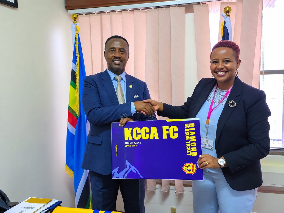KCCAFC's tweet photo. A Diamond commitment to the club. 💎

The Chairperson of the Parliamentary Budget Committee, Hon. @KankundaAmos1, has secured his #KCCAFC Diamond Season Ticket for the 2026/27 season.

Our CEO, @anishamuhoozi, and Manager, Commercial & Business Development, @SMKaddu, paid a courtesy visit to Parliament to personally deliver his season ticket and welcome him to another season of supporting the club.