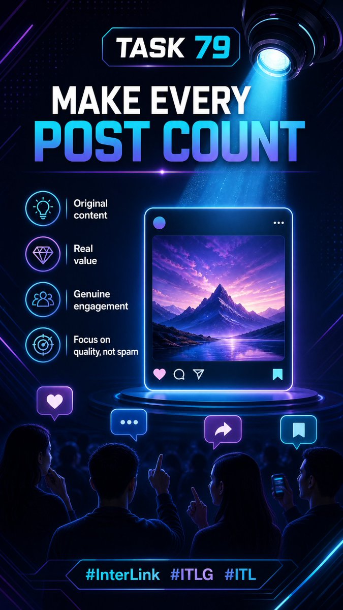 UzuKhali's tweet photo. Make every Task 79 post count with original ideas, real value, and authentic engagement. Avoid spam and focus on building trust.
#InterLink #ITLG #ITL https://t.co/lY3tbDFZ7A