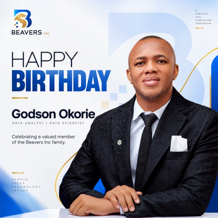 hellobeaversinc's tweet photo. Happy Birthday, Godson Okorie!

We're proud to celebrate a valued member of the @hellobeaversinc team today.

Thank you for your dedication, professionalism, and contributions to our growing family.

Wishing you success, happiness, and a fantastic year ahead! 🎂✨

#HappyBirthday https://t.co/l1sskFblIq