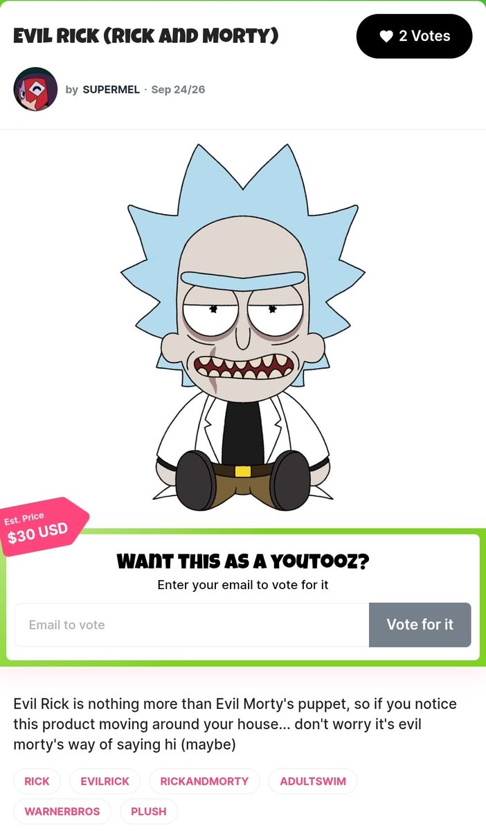 gu1um0ng_z4n's tweet photo. new pulsh design!!! evil rick!!
#evilrick

https://t.co/JPzr8Mrowj https://t.co/HdvGIVlplU
