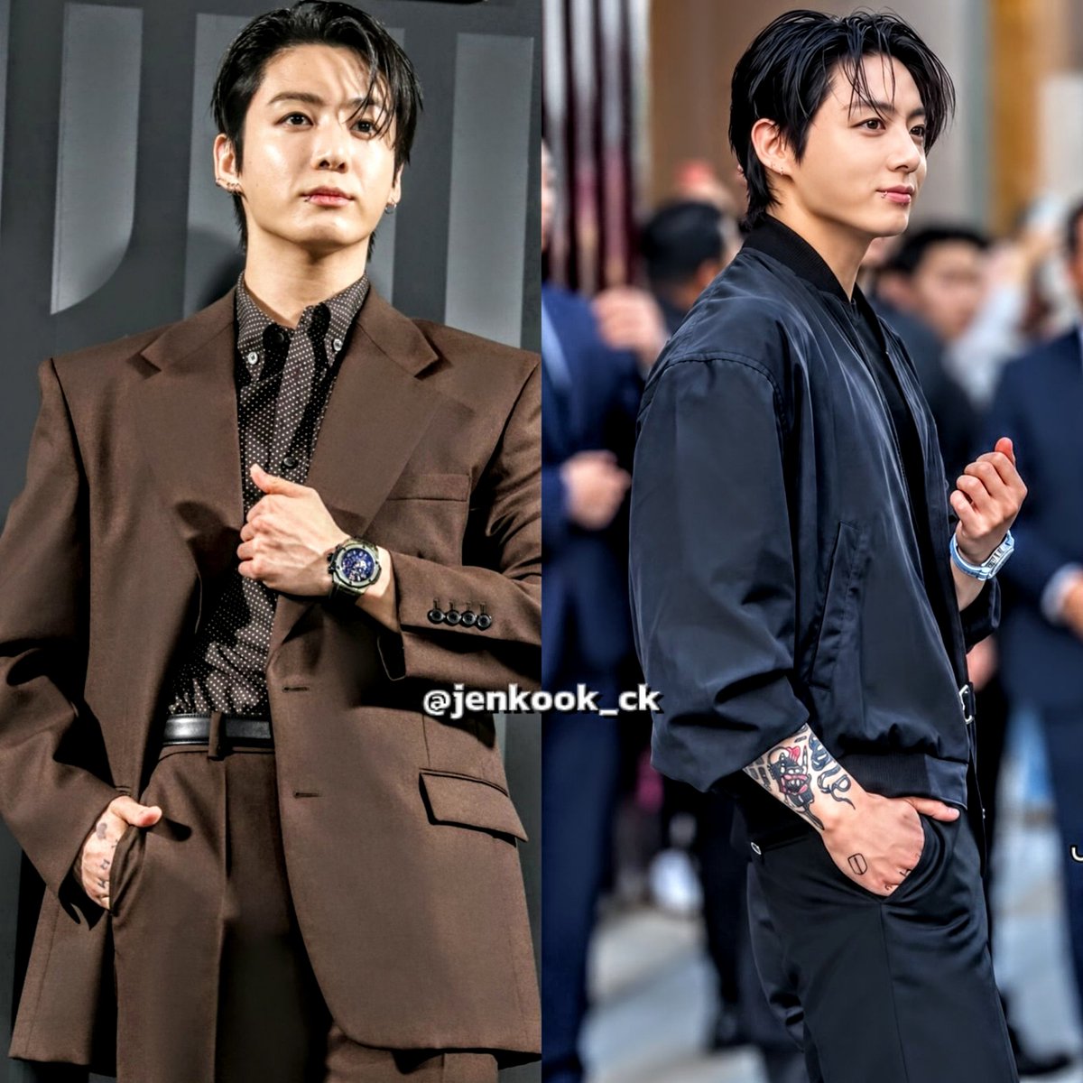 jenkook_ck's tweet photo. He looks so attractive and handsome in both looks! 🤎🖤
Like… how can someone look this good in both brown and black? 😭🔥
Jungkook at Hublot event in Japan
@Hublot #Hublot #ウブロ #jk #kookie
@mnijungkook #JungKook #jenkook_ck  #jenkook #ninikook https://t.co/kH36WI4EuU