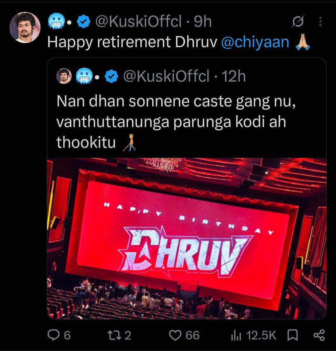 SketchSuvesh's tweet photo. Hi team, this guy (KuskiOffcl) 

Trying to set the caste narrative to vikram and dhruv every time 😢 https://t.co/dRxJMMR9dL