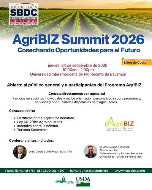 CCCEur's tweet photo. FYI/Por info: @PRSBTDC AgriBIZ Summit 2026. https://t.co/GKHifiRVhn #Caribe #PuertoRico S#BDC #PRSBTDC #Agricultura #Negocios A#griBIZ #Summit #Oportunidades #UniversidadInteramericana https://t.co/Kb3H29Mvqm