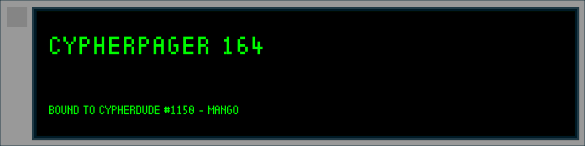 CYD_SALES_BOT's tweet photo. 📟 CypherPager #164 minted by Cypherdude #1150 - MANGO
@CYPHERDUDES https://t.co/SEqbJEsE4X