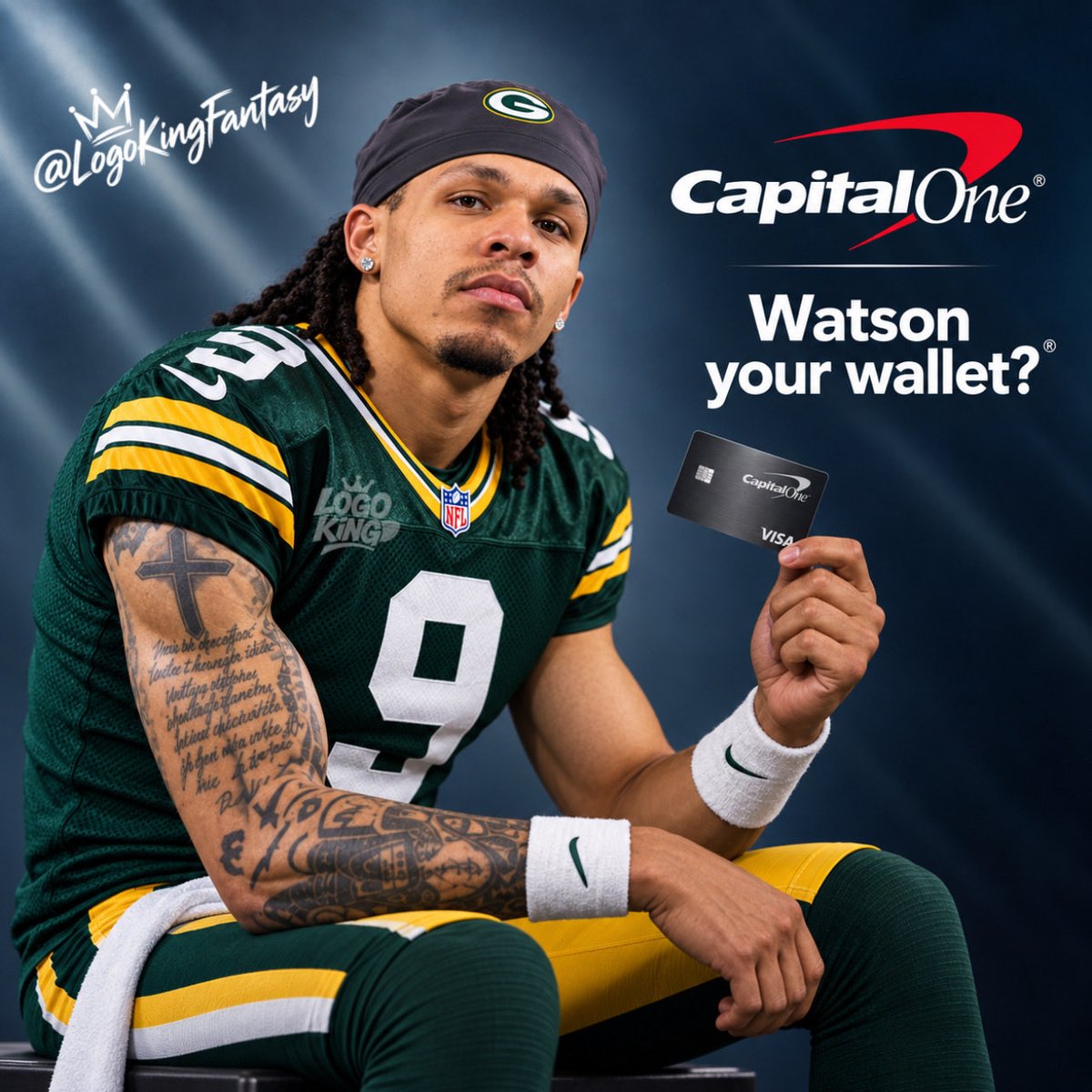 LogoKingFantasy's tweet photo. @packers Watson your wallet? https://t.co/GFLDjgjpFg