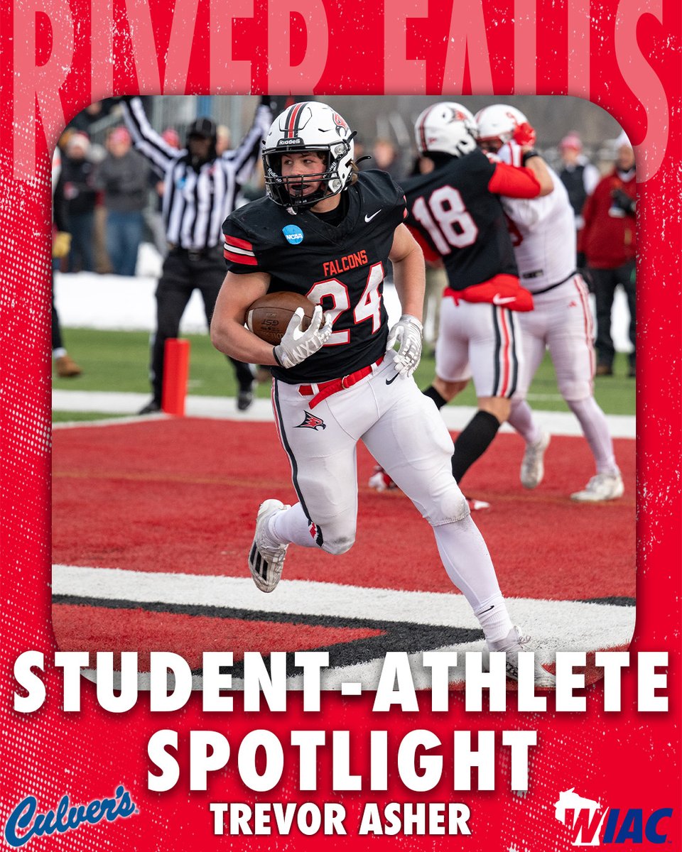 wiacsports's tweet photo. #WIACXC #WIACFB | @UWRFFalcons Lola Olsen 🏃‍♀️🍩🎄 (https://t.co/faacH3gq6k) and Trevor Asher 🏈🥩🎇 (https://t.co/49nSFXi3cr) are this week’s Student-Athlete Spotlights (pres. by Culver’s)

#ExcellenceInAction
#d3xc
#d3fb https://t.co/7FtBdhXutl
